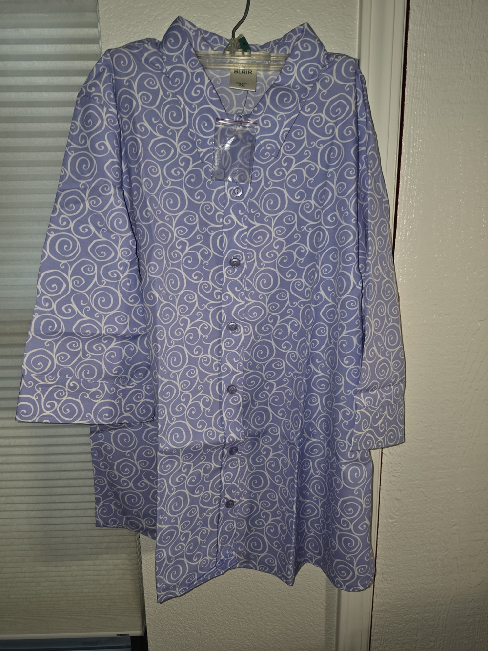Blair Lavender Button-Up Shirt with White Swirl Print NEW